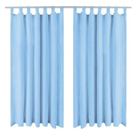 vidaXL Cortinas de micro-raso con bucles 2 unidades 140x175cm turquesa