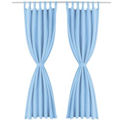 vidaXL Cortinas de micro-raso con bucles 2 unidades 140x175cm turquesa
