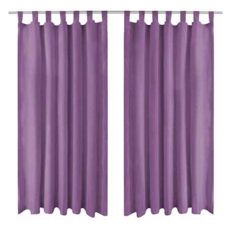 vidaXL Cortinas de micro-raso con bucles 2 unidades 140x175cm lila