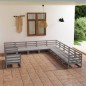 vidaXL Juego de muebles de jardín 11 piezas madera maciza de pino gris vidaXL Juego de muebles de jardín 11 piezas madera maciza de pino gris