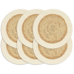vidaXL Mantel individual redondo 6 uds yute algodón natural liso 38 cm 