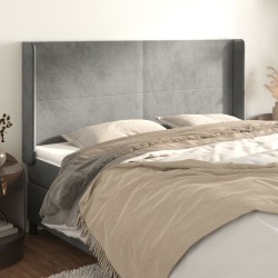 vidaXL Cabecero con orejas de terciopelo gris claro 203x16x118/128 cm