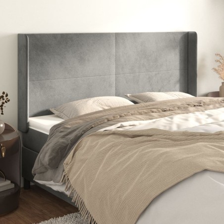 vidaXL Cabecero con orejas de terciopelo gris claro 203x16x118/128 cm