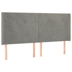 vidaXL Cabecero con orejas de terciopelo gris claro 203x16x118/128 cm