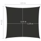 vidaXL Toldo de vela cuadrado tela Oxford gris antracita 2,5x2,5 m vidaXL Toldo de vela cuadrado tela Oxford gris antracita 2,5x2,5 m
