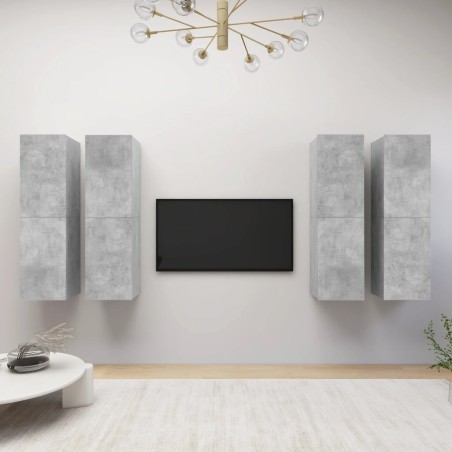 vidaXL Muebles de salón 4 pzas gris hormigóns 30,5x30x110 cm