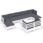 vidaXL Muebles de jardín 10 pzas con cojines blanco madera maciza pino vidaXL Muebles de jardín 10 pzas con cojines blanco madera maciza pino