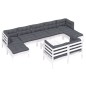 vidaXL Muebles de jardín 10 pzas con cojines blanco madera maciza pino vidaXL Muebles de jardín 10 pzas con cojines blanco madera maciza pino