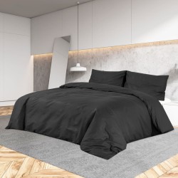 vidaXL Juego de funda nórdica microfibra ligera negro 220x240 cm