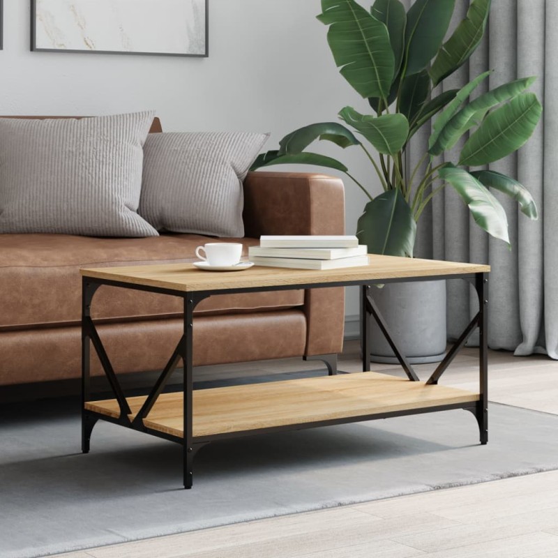 vidaXL Mesa de centro madera contrachapada roble Sonoma 90x50x45 cm vidaXL Mesa de centro madera contrachapada roble Sonoma 90x50x45 cm