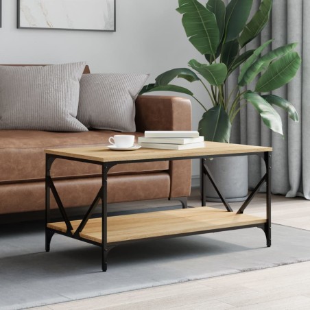 vidaXL Mesa de centro madera contrachapada roble Sonoma 90x50x45 cm