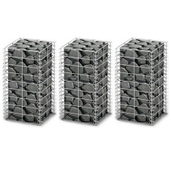 vidaXL Cestas de muro de gaviones alambre galvanizado 25x25x50cm 3 uds 