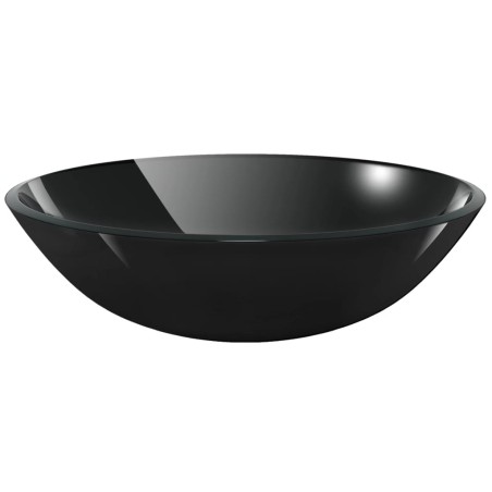 vidaXL Lavabo de vidrio templado negro 42 cm