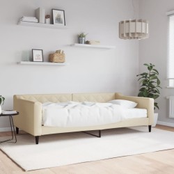 vidaXL Sofá cama con colchón tela crema 100x200 cm
