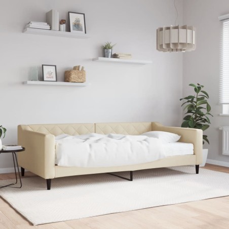 vidaXL Sofá cama con colchón tela crema 100x200 cm