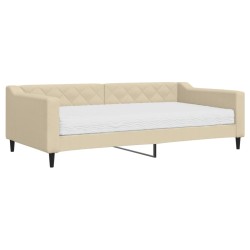 vidaXL Sofá cama con colchón tela crema 100x200 cm