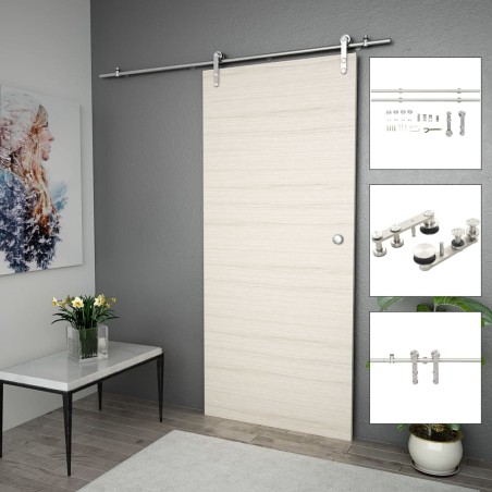 vidaXL Kit de herrajes para puerta corredera 183 cm acero plateado