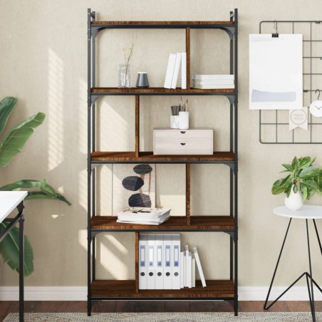 vidaXL Librería 5 estantes madera ingeniería marrón roble 76x32x158 cm