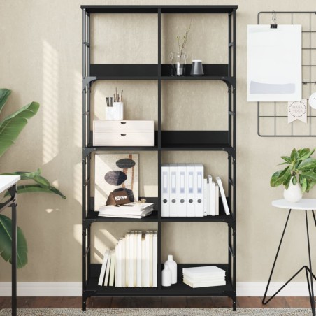 vidaXL Estantería de madera de ingeniería negra 78,5x33x153 cm