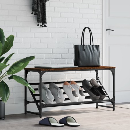 vidaXL Mueble zapatero madera de ingeniería marrón roble 90x30x45 cm