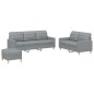 vidaXL Juego de sofás con cojines 3 piezas tela gris claro vidaXL Juego de sofás con cojines 3 piezas tela gris claro