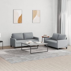 vidaXL Juego de sofás con cojines 2 piezas tela gris claro