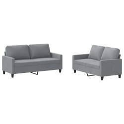 vidaXL Juego de sofás con cojines 2 piezas tela gris claro