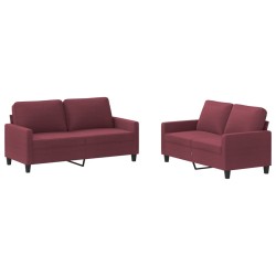 vidaXL Juego de sofás con cojines 2 piezas tela rojo tinto
