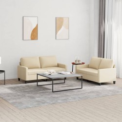 vidaXL Juego de sofás con cojines 2 piezas tela crema
