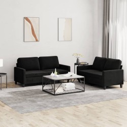 vidaXL Juego de sofás con cojines 2 piezas terciopelo negro