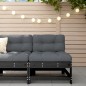 vidaXL Sofá central con cojines madera maciza de pino negro vidaXL Sofá central con cojines madera maciza de pino negro