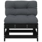 vidaXL Sofá central con cojines madera maciza de pino negro vidaXL Sofá central con cojines madera maciza de pino negro