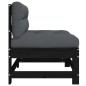 vidaXL Sofá central con cojines madera maciza de pino negro vidaXL Sofá central con cojines madera maciza de pino negro