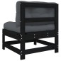 vidaXL Sofá central con cojines madera maciza de pino negro vidaXL Sofá central con cojines madera maciza de pino negro