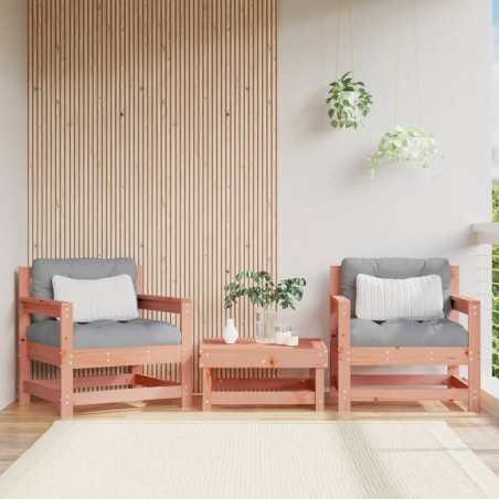 vidaXL Sillones de jardín y cojines 2 uds madera maciza abeto Douglas