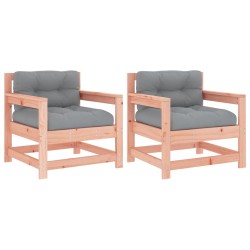vidaXL Sillones de jardín y cojines 2 uds madera maciza abeto Douglas