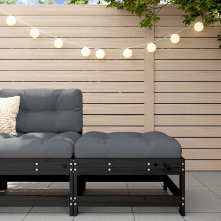 vidaXL Taburete de jardín con cojín madera maciza de pino negro