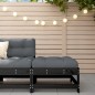 vidaXL Taburete de jardín con cojín madera maciza de pino negro vidaXL Taburete de jardín con cojín madera maciza de pino negro