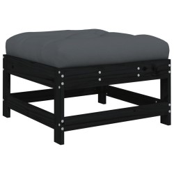 vidaXL Taburete de jardín con cojín madera maciza de pino negro