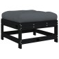 vidaXL Taburete de jardín con cojín madera maciza de pino negro vidaXL Taburete de jardín con cojín madera maciza de pino negro