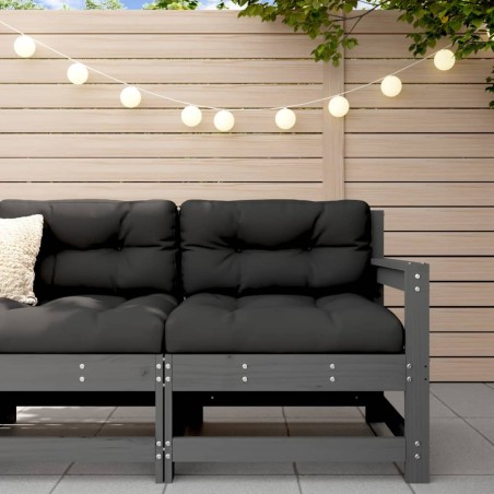 vidaXL Sillón de jardín con cojines madera maciza de pino gris