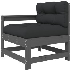 vidaXL Sillón de jardín con cojines madera maciza de pino gris