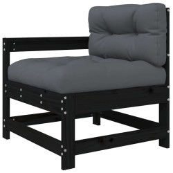 vidaXL Sillón de jardín con cojines madera maciza de pino negro