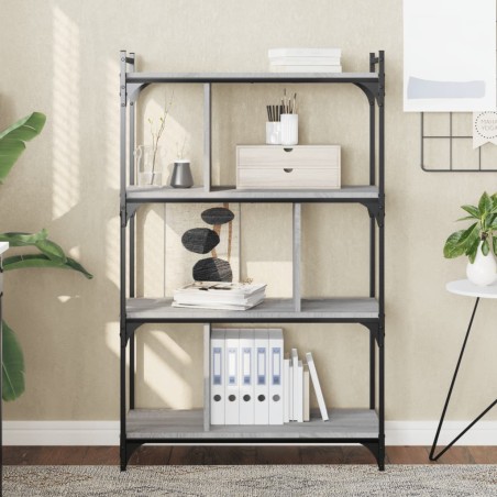 vidaXL Librería 4 estantes madera ingeniería gris Sonoma 76x32x123 cm