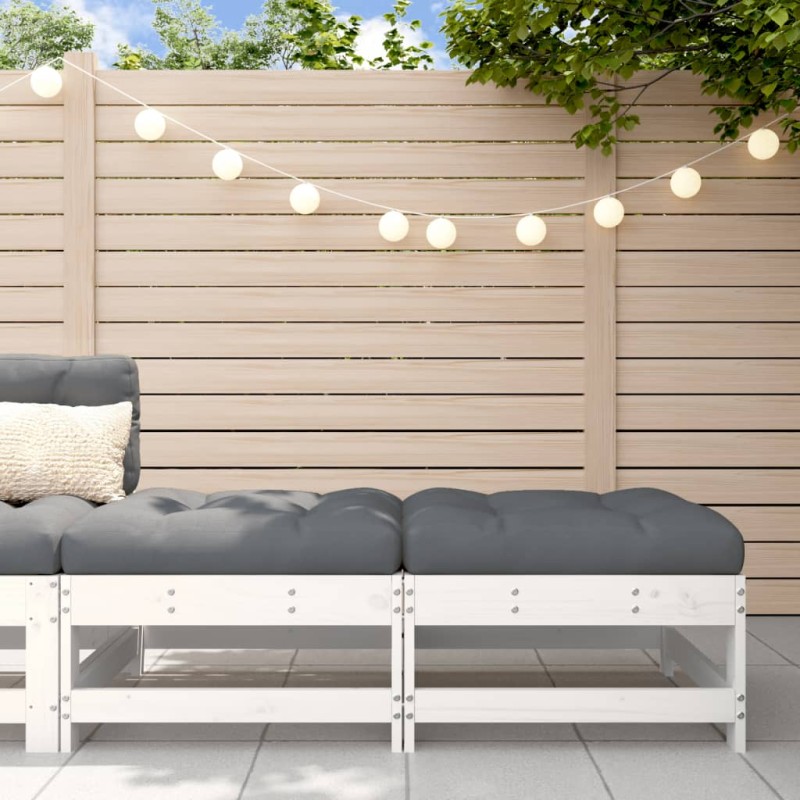 vidaXL Taburetes de jardín con cojines 2 uds madera maciza pino blanco vidaXL Taburetes de jardín con cojines 2 uds madera maciza pino blanco