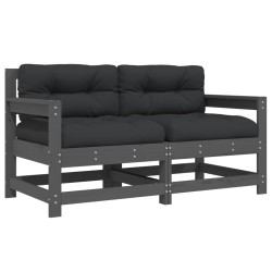vidaXL Sillones de jardín con cojines 2 uds madera maciza de pino gris