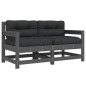 vidaXL Sillones de jardín con cojines 2 uds madera maciza de pino gris vidaXL Sillones de jardín con cojines 2 uds madera maciza de pino gris