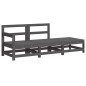 vidaXL Juego de sofás de jardín 3 pzas con cojines madera maciza gris vidaXL Juego de sofás de jardín 3 pzas con cojines madera maciza gris