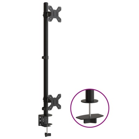 vidaXL Soporte para monitor doble acero negro VESA 75/100 mm
