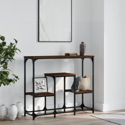 vidaXL Mesa consola de madera de ingeniería marrón roble 89,5x28x76 cm